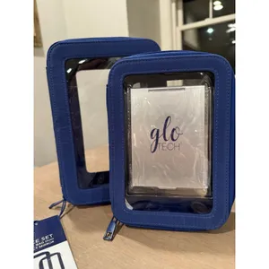 Glo Tech Cosmetic Set 2 Bags + Mirror Gr8 Mah Jongg Tile Bag Blue NEW Fast Ship thumbnail 4