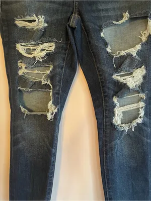 American Eagle Super Hi-Rise Jegging Women’s 6 Dark Wash Jeans Distressed thumbnail 12