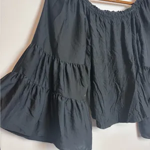 Anthropologie Black Off Shoulder Ruffled Hippie Fairy Peasant Top thumbnail 10