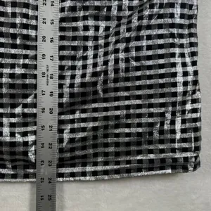J.‎ Crew Metallic Silver Gingham Ruffle Neck Puff Sleeve Top CF117 Black Womens thumbnail 5