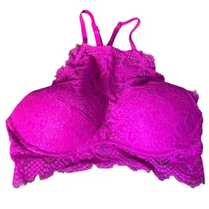 Victoria's Secret PINK Bralette Womens M Pink Lace Push-Up High-Neck Barbiecore thumbnail 1
