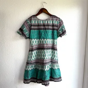 NEW Anthro Raga Womens Dress Teal Caravan Short Wrap Short Sleeve Size Small thumbnail 2