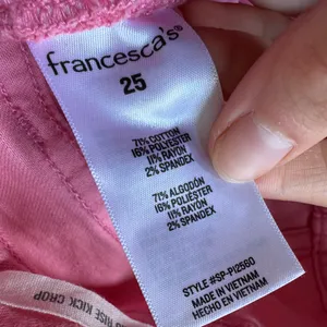 Francesca's Harper Heritage Pink Mid Rise Kick Crop Jeans thumbnail 10