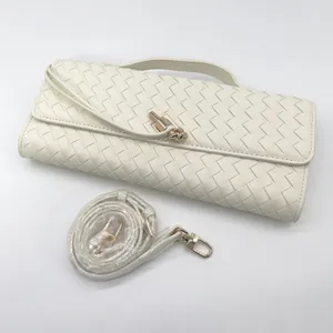 Few Moda East West Woven Clutch Bag Crossbody Cream Toggle Minimalist Chic Vegan thumbnail 12
