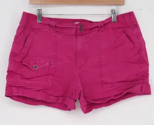 Time and Tru Shorts Womens 14 Cargo Utility Magenta Red Stretch Excellent thumbnail 1