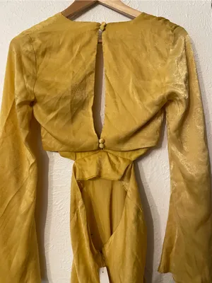 NWT ASOS Yellow Cutout Tie-Front Midi Dress Boho Size 0 thumbnail 4
