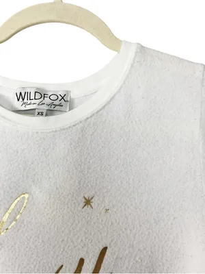 Wildfox Foxy Lady White Crewneck Fleece Sweatshirt Gold Foil Text XS Women’s thumbnail 6