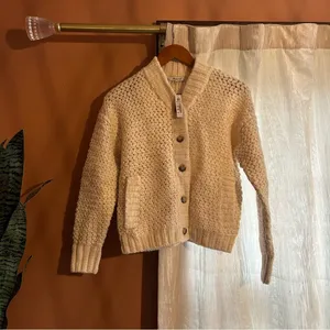 Madewell Wool Bomber‎ Cardigan Sweater Chunky Knit Cream Fisherman $148 NWT XXS thumbnail 3