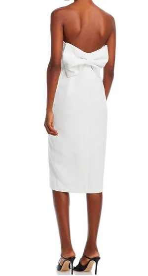 Bellavia Bow Back Midi Strapless Sheath Dress White, Size M NWT thumbnail 3