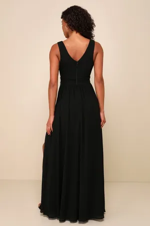 New Lulus Thoughts of Hue Black Surplice Maxi Dress Size Large MSRP $99 thumbnail 5