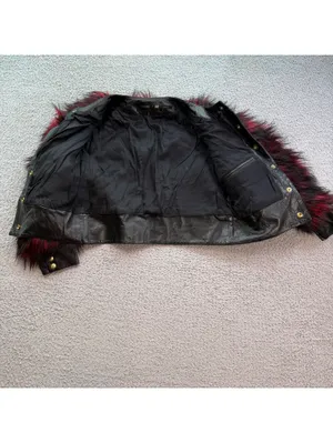 Balmain x H&M 2015 Red Black Faux Fur Leather Trim Cropped Jacket Women's US thumbnail 8