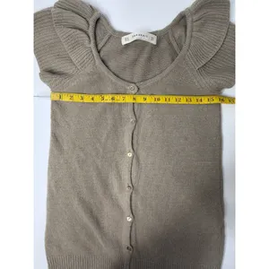 ZARAKNIT Cardigan Ruffle Sleeve Tan Size M Boho Chic Angora Wool Girlhoodcore thumbnail 4