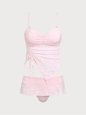 Samiol Pink Geometric Knitted Tankini Set Size M thumbnail 2