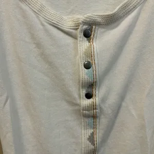 Free People White Button Down Henley Top thumbnail 4