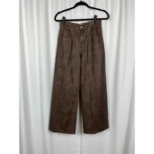 Free People We The Free Brown Faux Leather Misha Wide Leg Barrel Pants Sz.26 thumbnail 6
