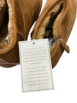 ASPEN Mini Side-Zip Faux Shearling Boots 7 Chestnut $49 Retail NEW thumbnail 9