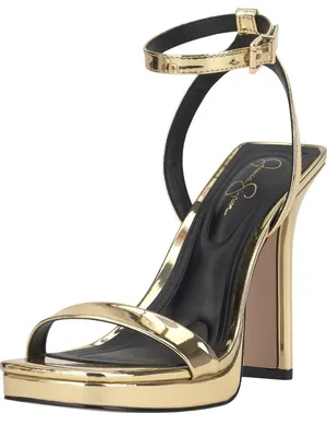 NWT Jessica Simpson Two-Piece Platform Stiletto Dress Sandals Gold Yellow 5M thumbnail 1
