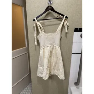 NEW Nordstrom ALL‎ IN FAVOR Crochet Minidress Bow Ties Beige Size Small thumbnail 8