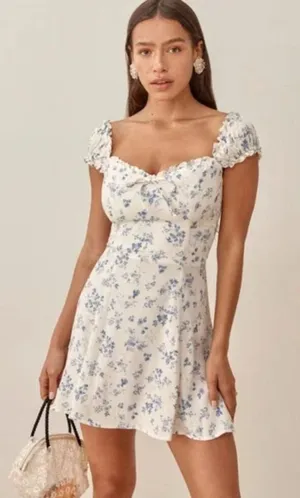 Reformation pacey blue white floral dress size 6 thumbnail 1