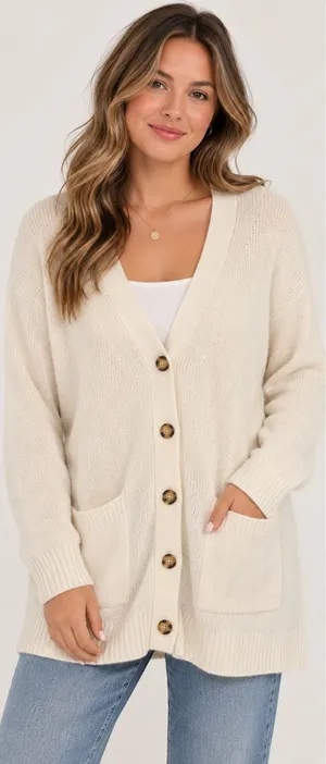 Quince Oversized Boyfriend Cardigan Sweater Cream Merino Wool Alpaca Women Small thumbnail 1