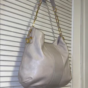 Tory Burch Taupe Leather Shoulder Bag with Gold Hardware thumbnail 2