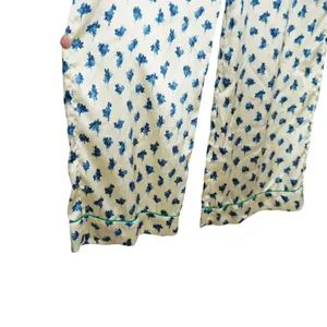 Kate Moss Topshop Blue Floral Satin Wide Leg Trouser Pants Y2K Vintage Chic thumbnail 3