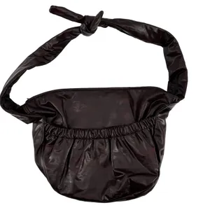 Vintage Leather Hobo Bag USA Purse Shoulder Zip Pocket Knot Burgundy Red OS thumbnail 1