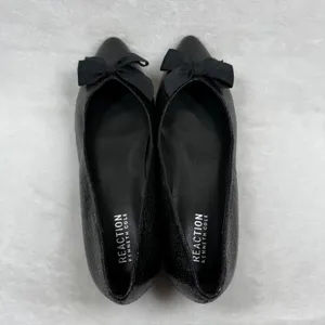 Kenneth Cole Reaction Black Textured Bow Pointed Toe Ballet‎ Flats Shoes 7.5 thumbnail 6