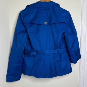 Grace Elements Blue Belted Short Trench Pea Coat Jacket Women’s Size 12 Roll Tab thumbnail 6