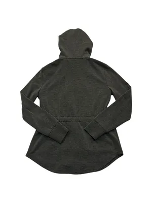 White House Black Market Grey Heather Drawstring Full Zip Hooded Athletic Jacket thumbnail 2