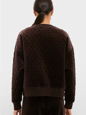 TUCKERNUCK Chocolate Brown Velour Bennett Pullover Size Large thumbnail 4