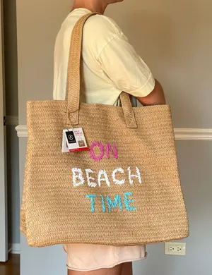 LS Live In Style On Beach Time Straw Tote Bag NWT Tan thumbnail 1