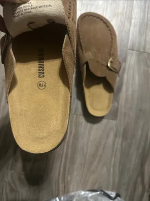 Cushionare Women’s Suede Buckle Mules in Brown thumbnail 13