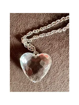 Clear Heart Gemstone Silver Tone Chain Necklace thumbnail 4