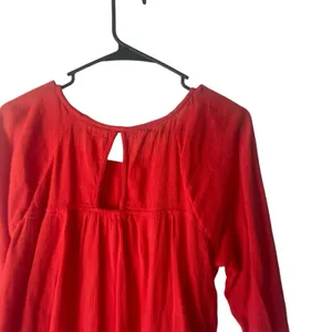 Hollister Y2k Women's Size Small Red Boho Floral Long Sleeve Babydoll‎ Top thumbnail 7