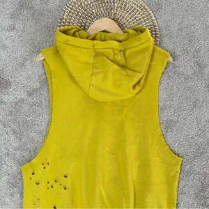 Niyama Sol Women’s Sleeveless Destroyed Hoodie Pullover in Chartreuse Yellow XL thumbnail 7