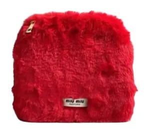 Miu Miu Faux Fur Cosmetics Pouch - Red thumbnail 1