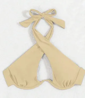 Cream Criss Cross Bikini Top thumbnail 1