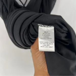 Windsor LBD Black Sheer Mesh Ruched Gathered Strappy Cowl Neck Mini Dress‎ thumbnail 9
