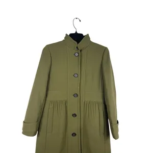 J.Crew Double Cloth Olive Green Wool Blend Coat Jacket Button Front M READ thumbnail 2