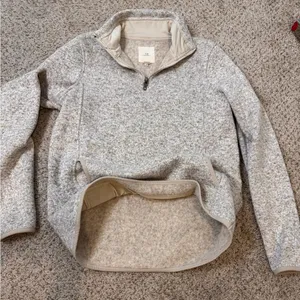 Thread & Supply Fleece Quarter Zip Pullover S Beige Neutral Cozy Chic Capsule thumbnail 6