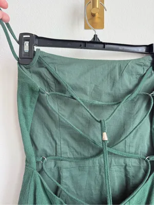 Oh Polly Dark Green Strappy Back Cotton Mini Dress Size 8 thumbnail 10