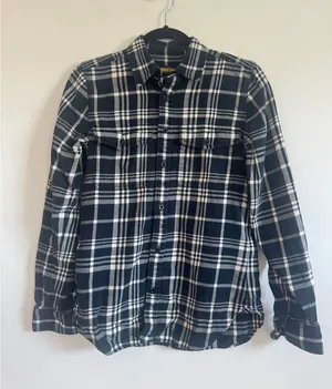Ralph Lauren Rugby Womens Black White Plaid Flannel Button Down Shirt Size 2 thumbnail 1