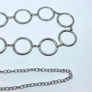 Y2K Minimalist Silver Open Circle Chain Belt, Fits 24.5–42 Inches, X7GA1229 thumbnail 7