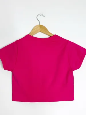 Aerie OFFLINE Seamless Crop Top Hot Pink Short Sleeve Size M NWOT thumbnail 3