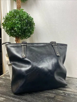 Nine West 100% Leather Black Shoulder Tote Bag thumbnail 3