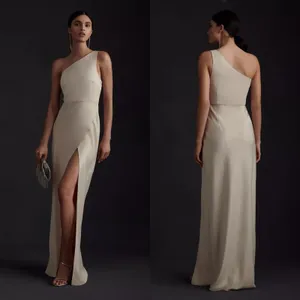 BHLDN Anthropologie Dylan One-Shoulder Satin Side Slit Gown Champagne Womens 8‎ thumbnail 3