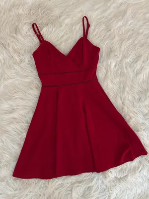 Jun & Ivy Red V-Neck Fit & Flare Mini Dress thumbnail 2