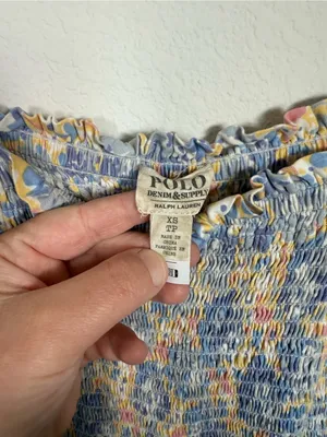 Polo Ralph Lauren Denim & Supply Floral Smocked Midi Dress Cottagecore XS thumbnail 12