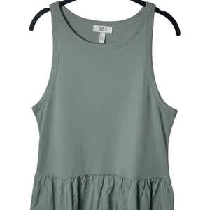 COS Cotton Contrast Panel Maxi Dress Sage Green Coastal Resort Travel Chic L thumbnail 3